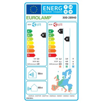 Eurolamp 300-28940 Aere Κλιματιστικό Inverter 9000 BTU A++/A+ με WiFi